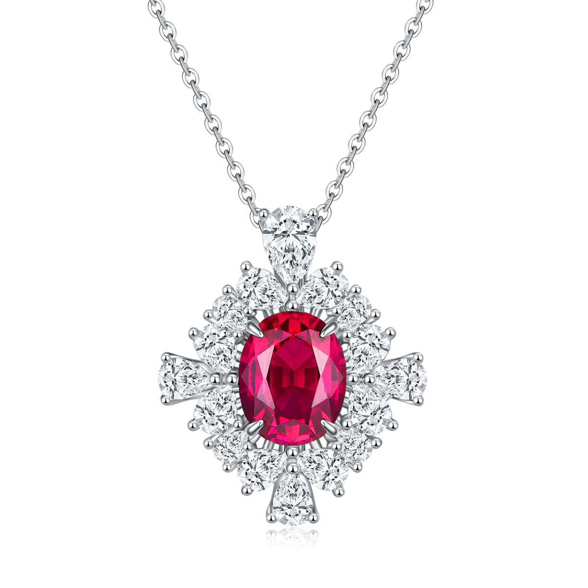 Edelstein-Anhänger «Blüten-Halo» · 925 Silber