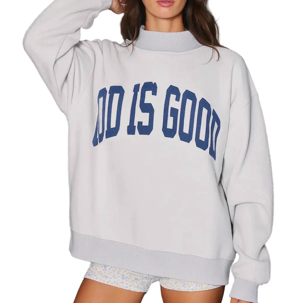 Bedrucktes Langarm-Sweatshirt mit Rundhals