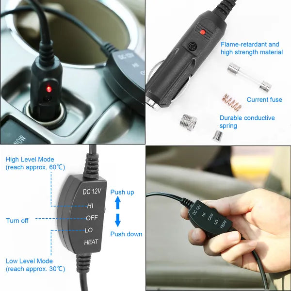Heizbare Auto-Sitzauflage 12V mit 2-Stufen-Regelung