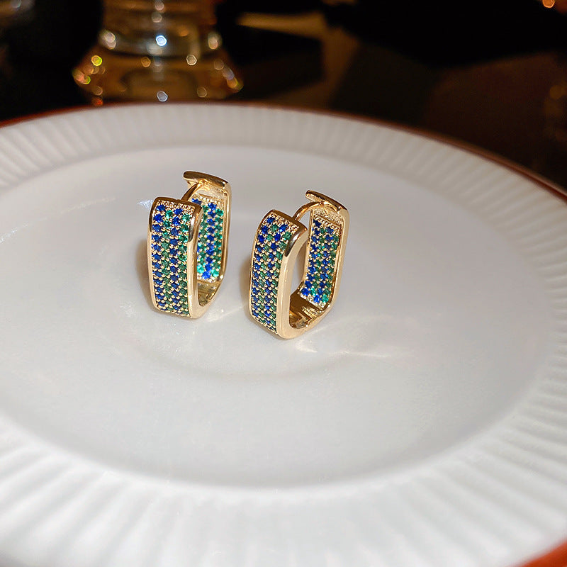 Ohrstecker Emaille-Blume mit Strass & Perle – Ansicht 3