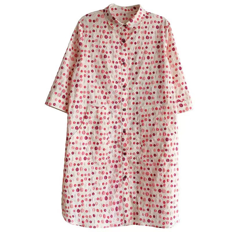 Rosenrotes Polka-Dot-Kleid mit 3/4-Ärmeln – Bild 5 | LuxeStyle