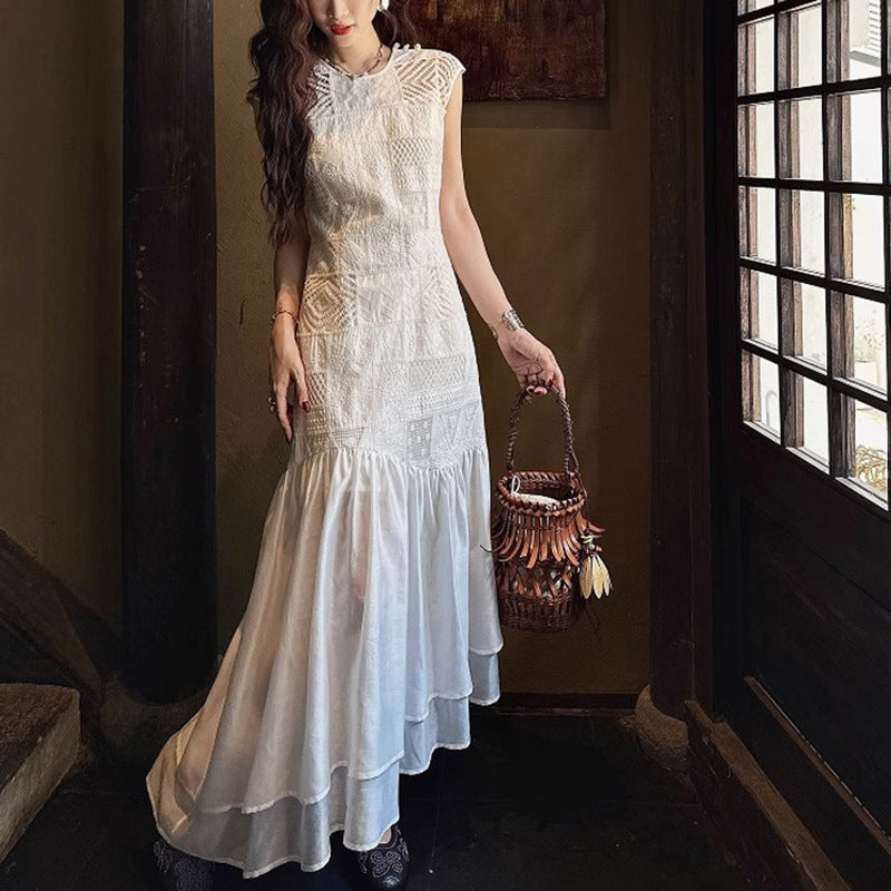 Patchwork A-Linien Jupe mit Cut-Out