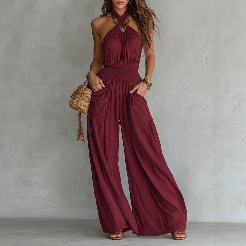 Ärmelloser Jumpsuit mit weitem Bein