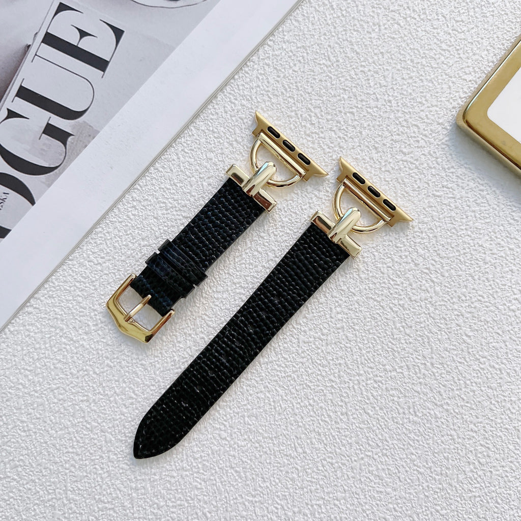 Personalisiertes D-förmiges Lederarmband für Apple Watch | LuxeStyle