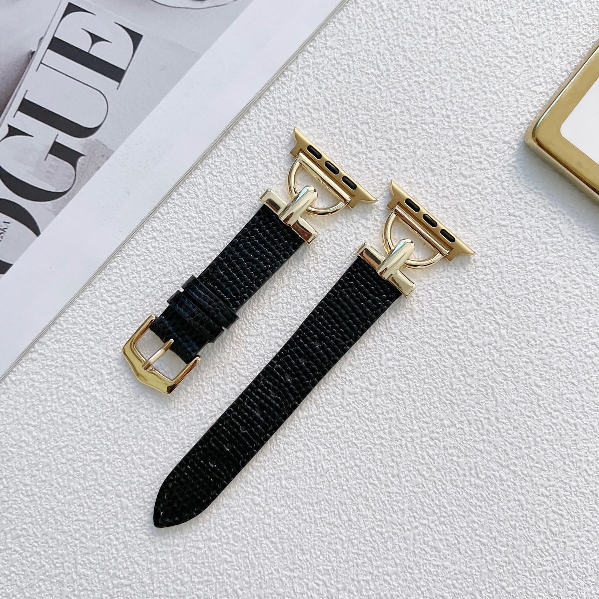 Personalisiertes D-förmiges Lederarmband für Apple Watch | LuxeStyle