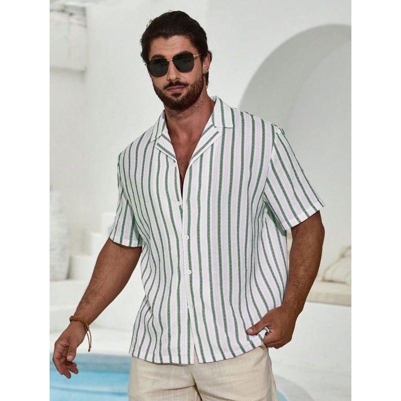 Kurzarmhemd mit Streifen und Digitaldruck – Bild 11 | LuxeStyle