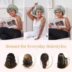 Schwarze Satin-Schlafhaube für Locken & Glanz – Ansicht 4
