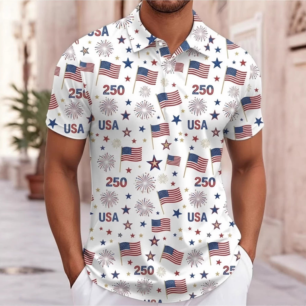Herren Kurzarmhemd mit Revers und Print