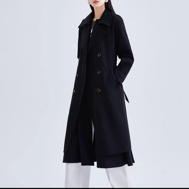 Schwarzer Mid‑Length‑Trench‑Coat – Bild 7 | LuxeStyle