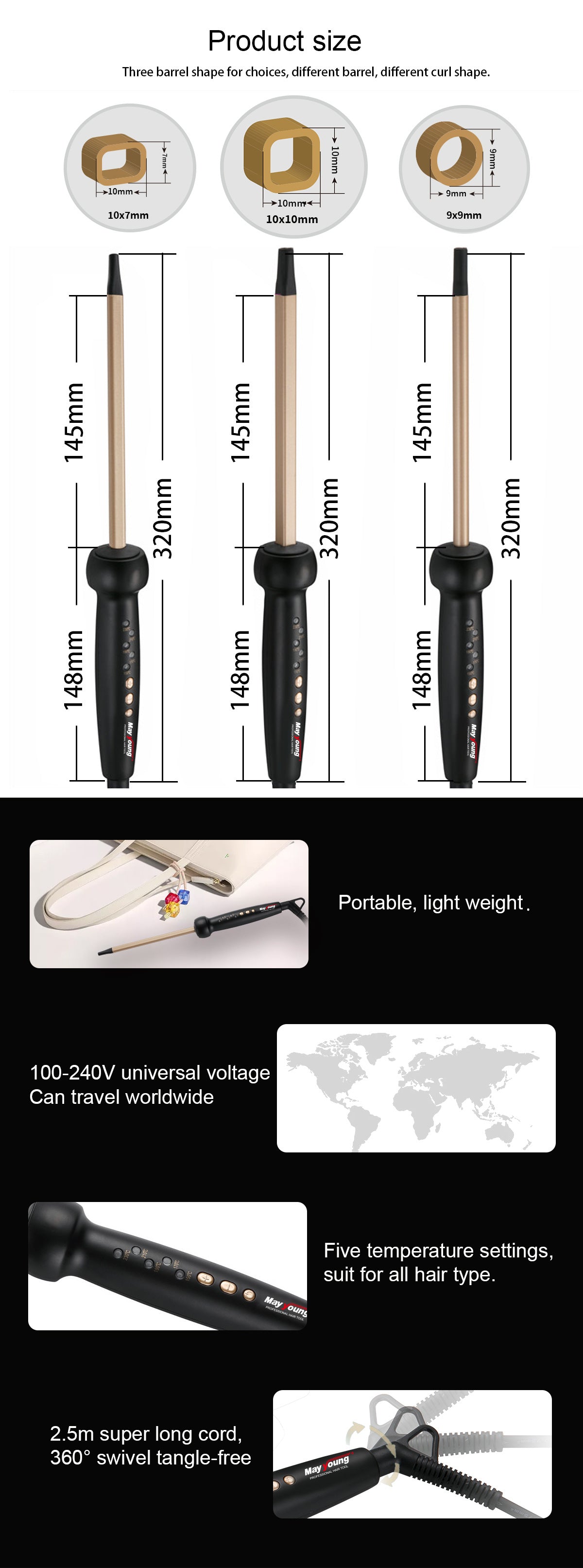 9mm Super Slim Lockenstab für Ringellöckchen
