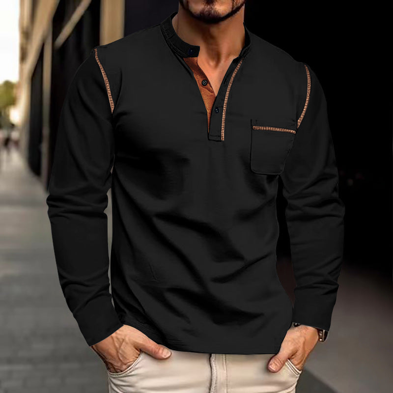 Langärmliges Polo-Shirt mit Standkragen | LuxeStyle