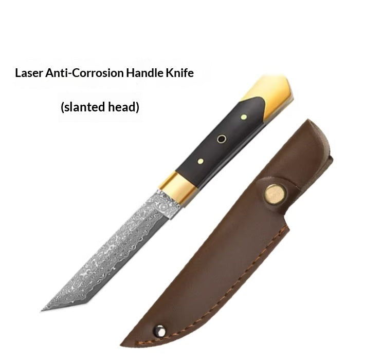 Japanisches Damast-Messer mit Ebenholzgriff – Ansicht 4