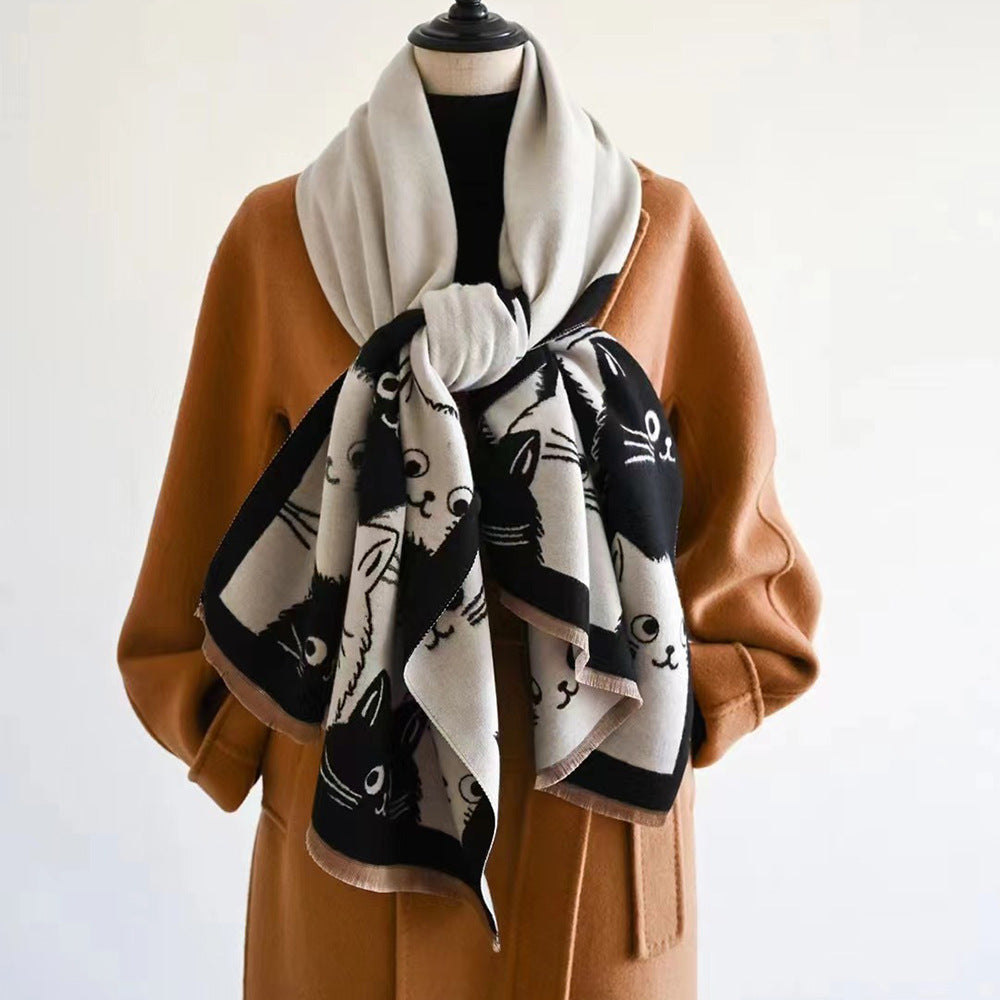Faux-Cashmere Schal mit Cartoon-Design – Bild 7 | LuxeStyle