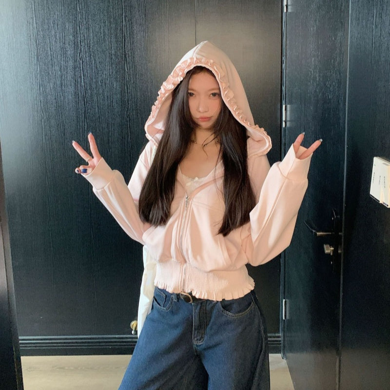 Grauer Hoodie Cardigan