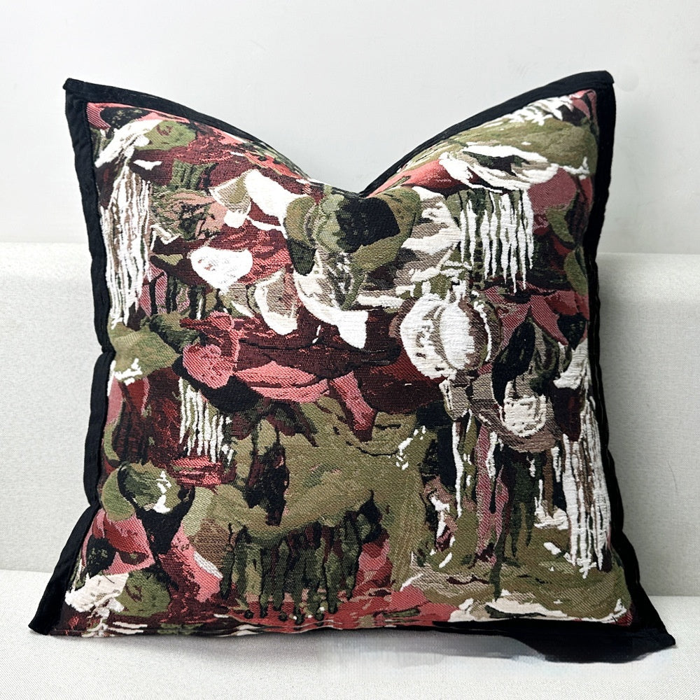Retro Kissenbezug mit botanischem Jacquard-Muster – Ansicht 2