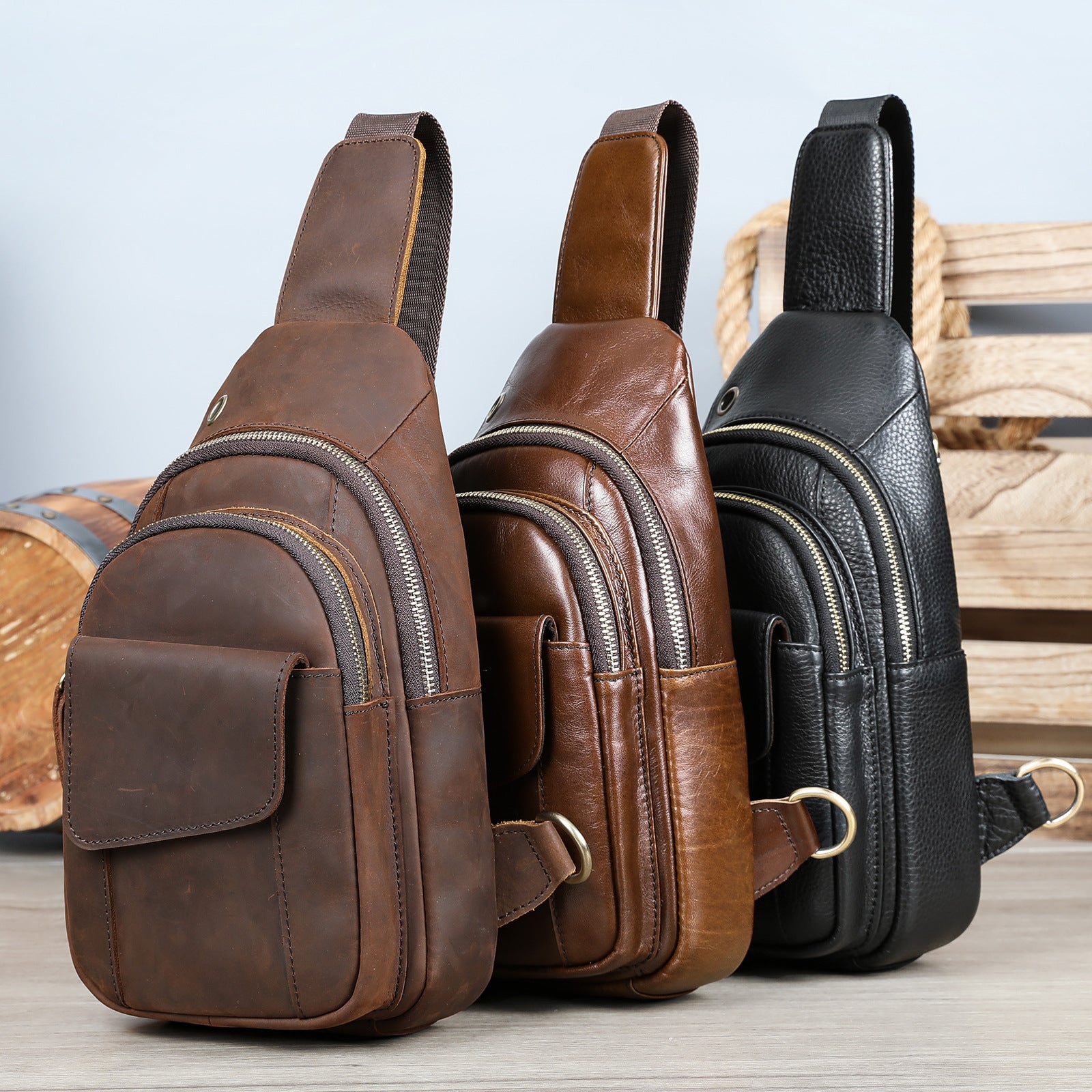 Vintage Umhängetasche für Herren – Ansicht 5