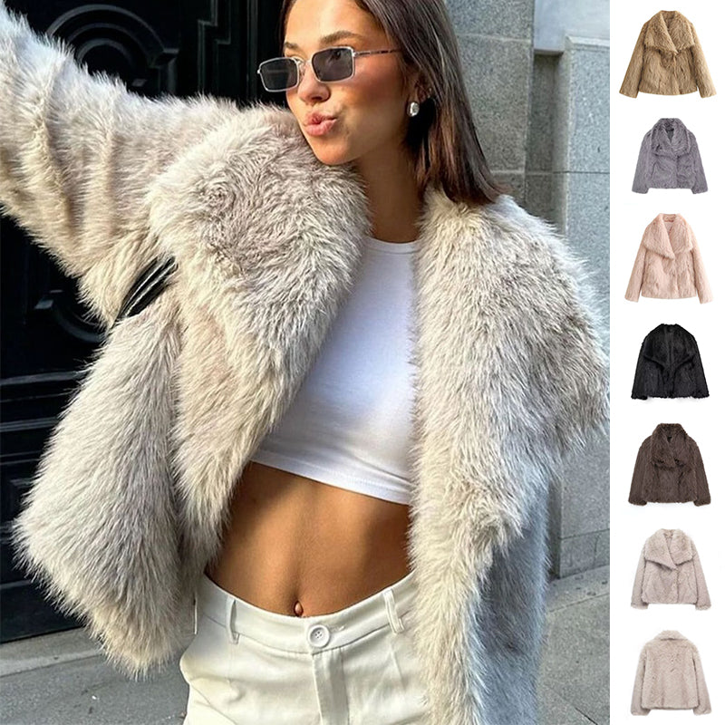 Winter Plüschjacke – Flauschige Lapel Jacke