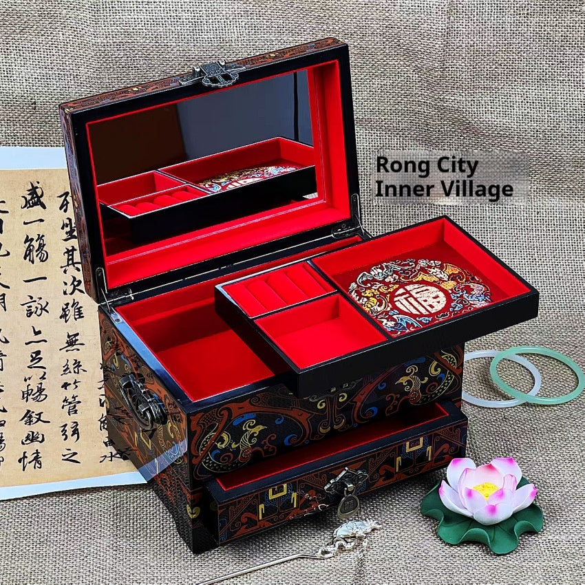 Lacquer-Juwelierbox mit großem Fassungsvermögen