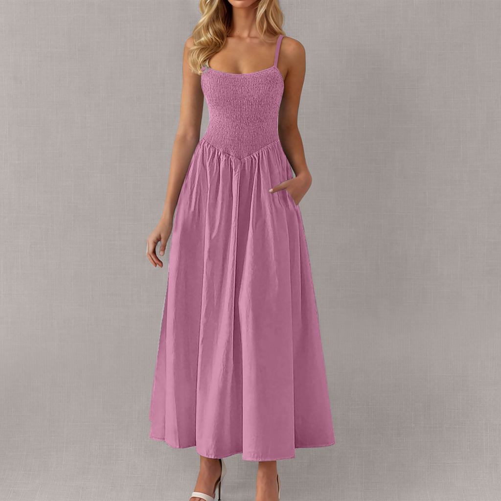 Verstellbares Rüschen-Trägerkleid mit Taschen