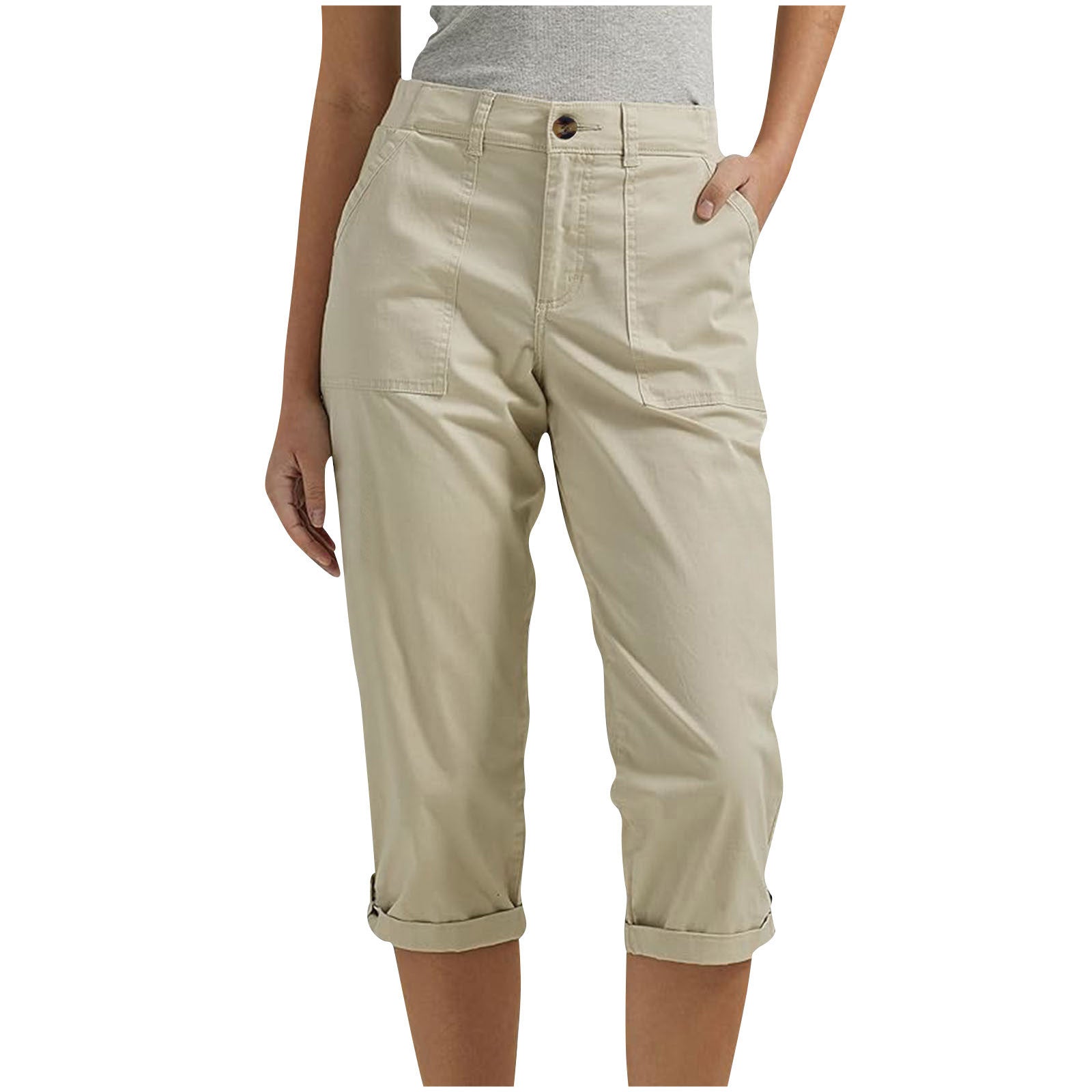 Damen Caprihose mit Roll-up und Knöpfen