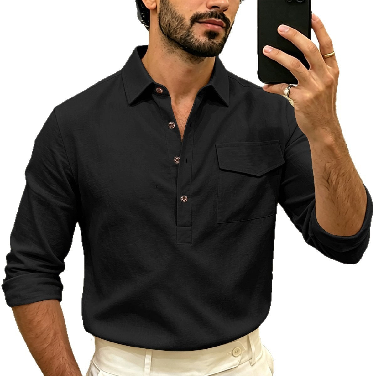 Slim-Fit Leinen-Polohemd – Bild 5 | LuxeStyle