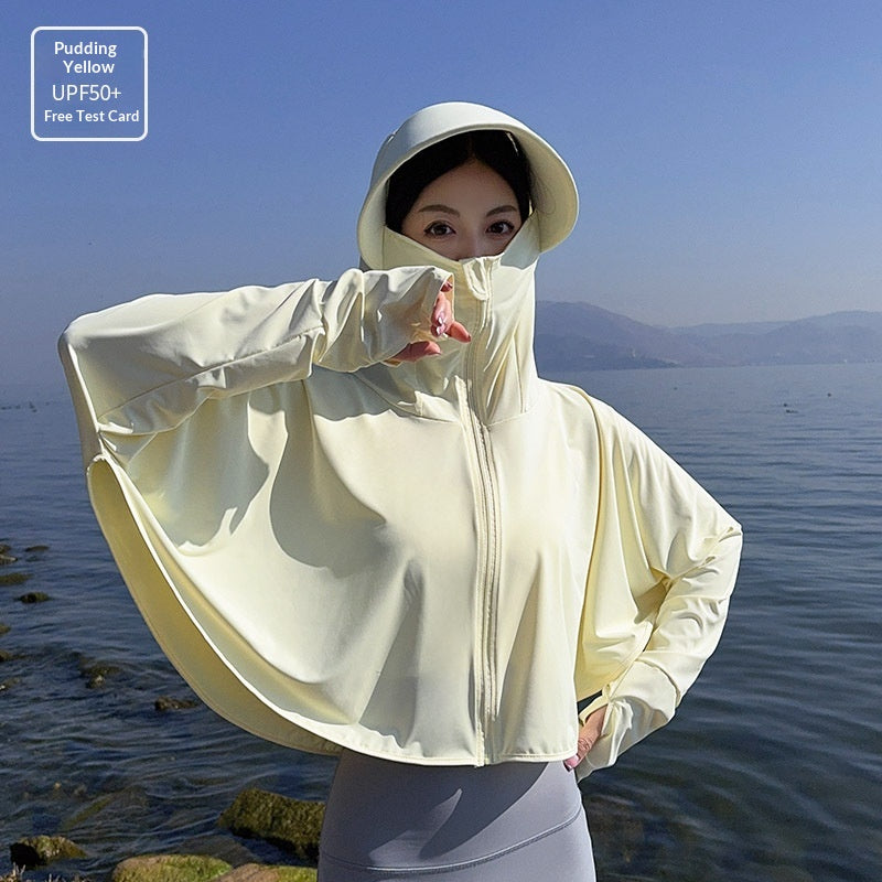 Sonnenschutz-Shirt mit breiter Krempe für Damen