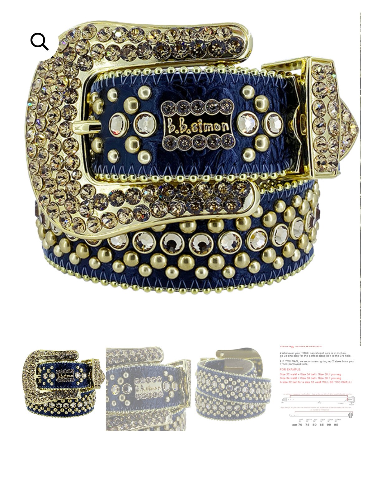 Rhinestone-Gürtel aus Vollnarbenleder