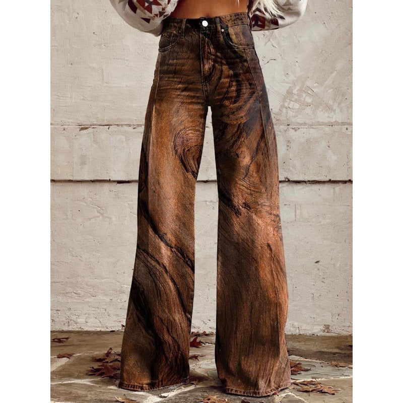 High-Waist Jeans mit weitem Bein & Print – Bild 7 | LuxeStyle