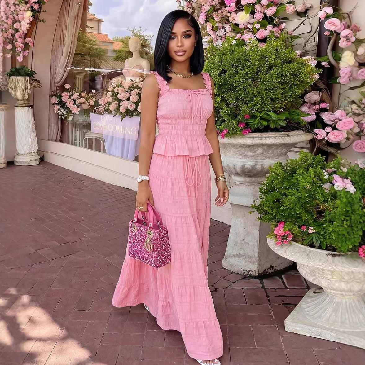 Peach-Patchwork-Kleid – Bild 5 | LuxeStyle