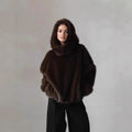 Damen Hoodie aus Nerzimitat-Fell