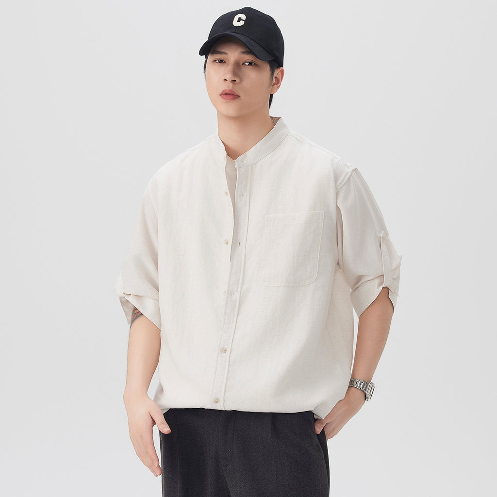 Herren Cardigan Hemd mit Stehkragen – Ansicht 8