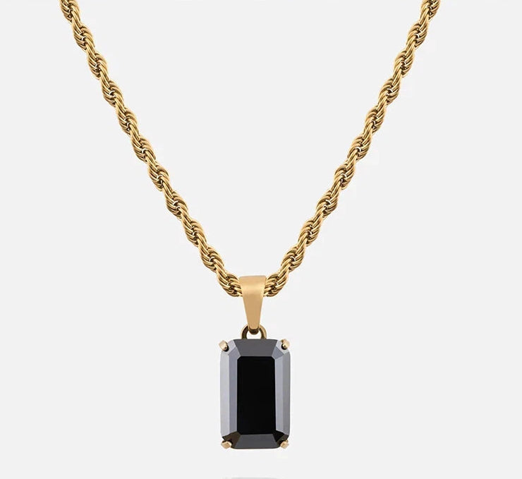 Geometrischer Titanium-Stahl-Halsketten-Anhänger mit schwarzem Zircon