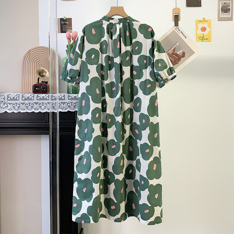 Blumiges Langarmkleid aus Popeline – Bild 4 | LuxeStyle