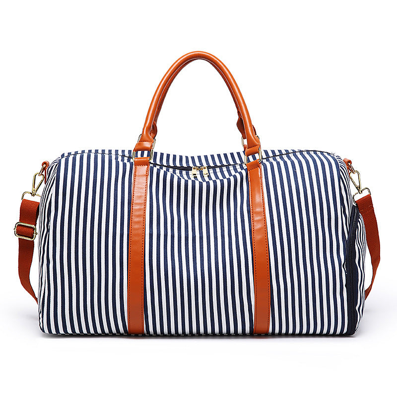 Grosser Canvas-Reiserucksack mit Streifen – Bild 2 | LuxeStyle