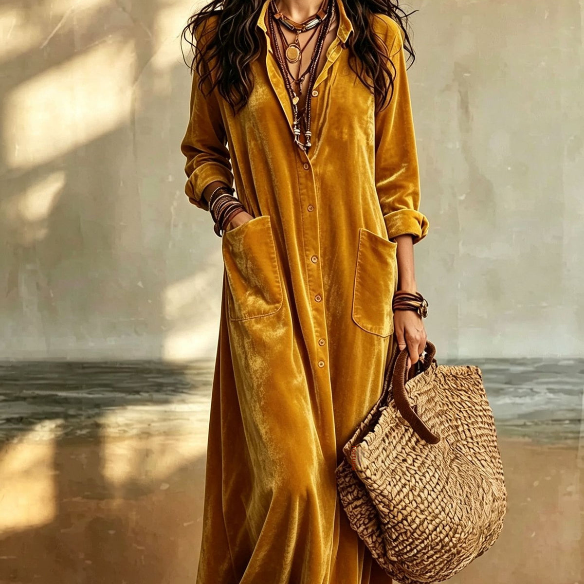 Weisses Velvet-Kleid mit langen Ärmeln – Bild 7 | LuxeStyle
