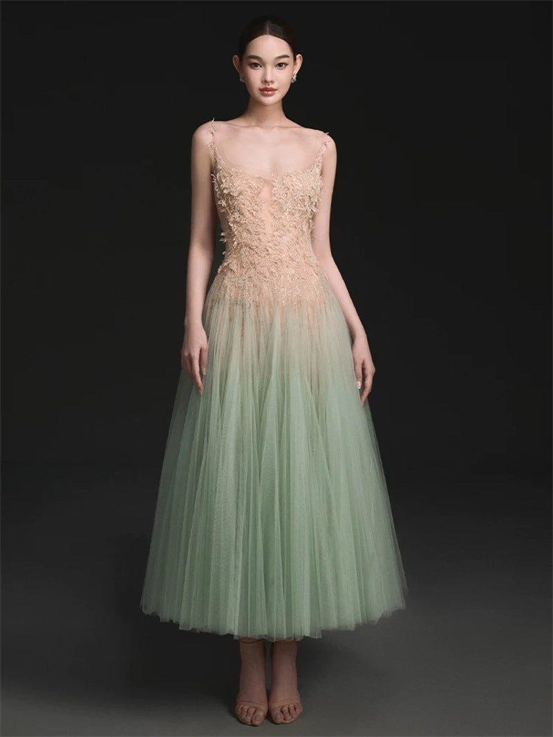 Trägerloses Tüll-Puffkleid mit Kontrastfarben – Bild 7 | LuxeStyle