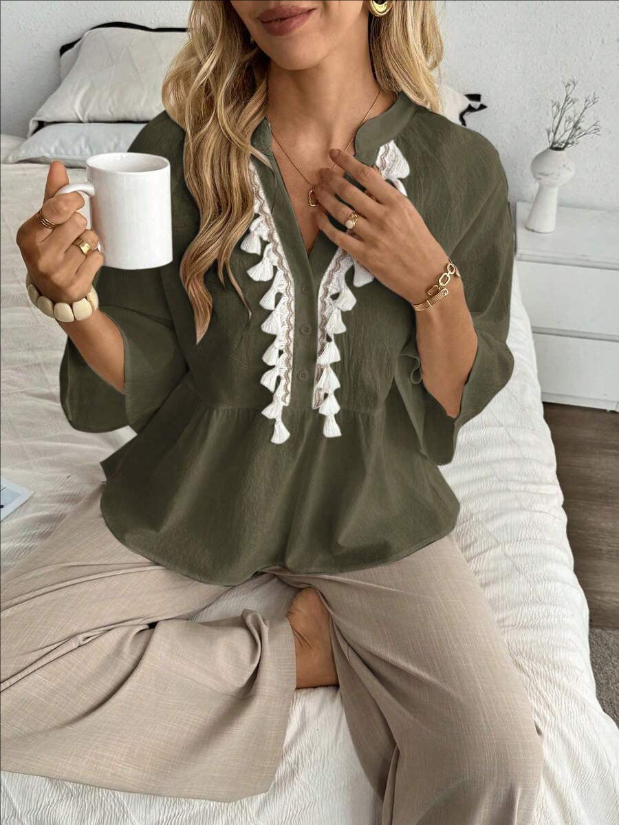 Sommer-Top «Sole» – V-Neck mit Knopfleiste