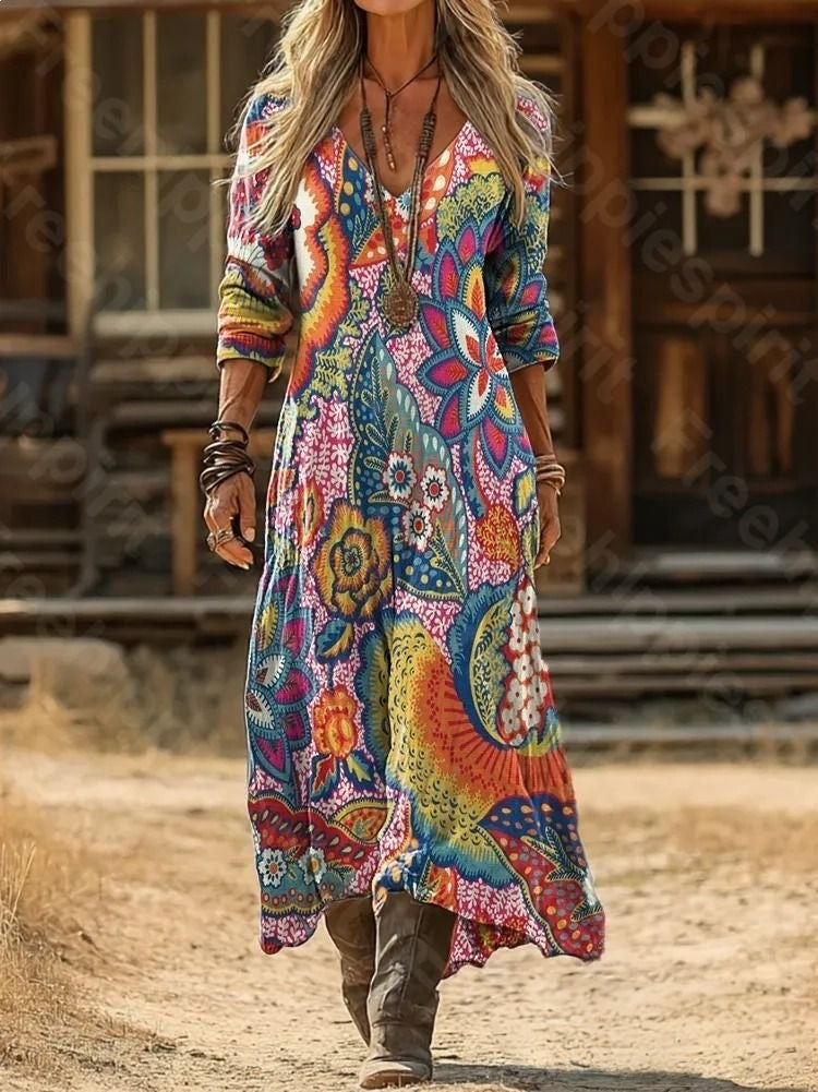 Boho-Kleid mit 3D-Ethno-Muster – Bild 8 | LuxeStyle