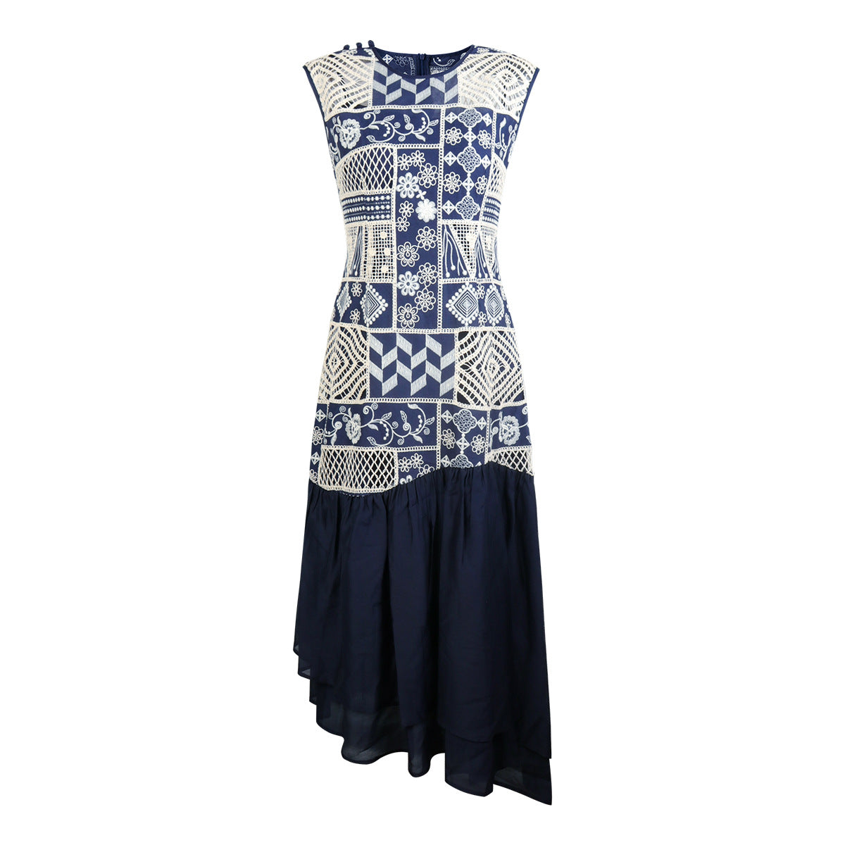 Patchwork A-Linien Jupe mit Cut-Out
