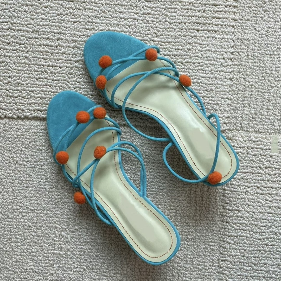 Schafleder-Sandalen mit Cyan-Leder – Bild 6 | LuxeStyle