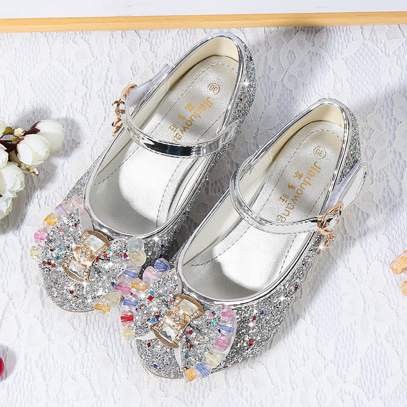 Mädchen Prinzessin Leder Schuhe mit Kristall & Schleife – Bild 6 | LuxeStyle