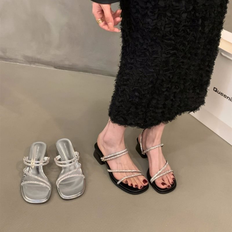 Rhinestone Riemchensandalen im French-Stil