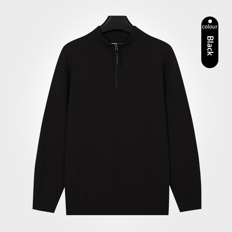 Herren Strickpullover mit Semi-Zip