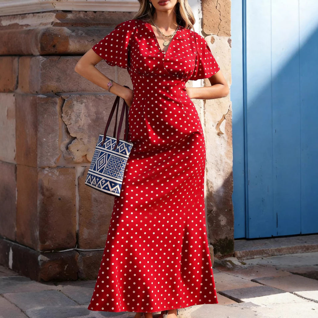 Rotes Polka-Punkt Kleid