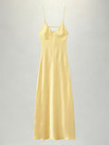 Satin Spaghetti-Träger Maxi-Kleid mit V-Ausschnitt
