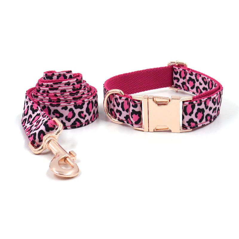 Leopard Print Rose Gold Halsband- und Leinen-Set | LuxeStyle