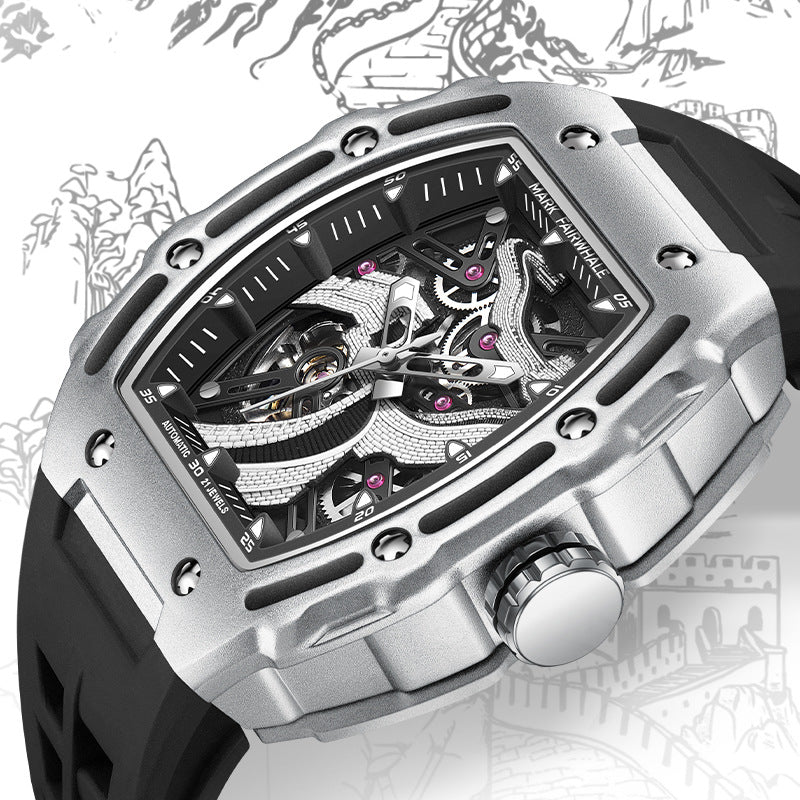 Automatische Skelett-Herrenuhr mit Leuchtzeigern – Ansicht 4