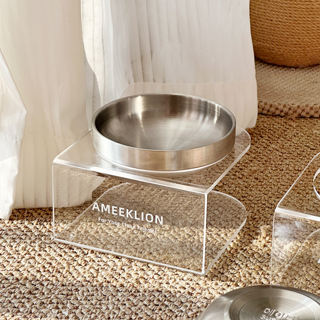 Edelstahl Napf mit erhöhtem Acrylständer | LuxeStyle