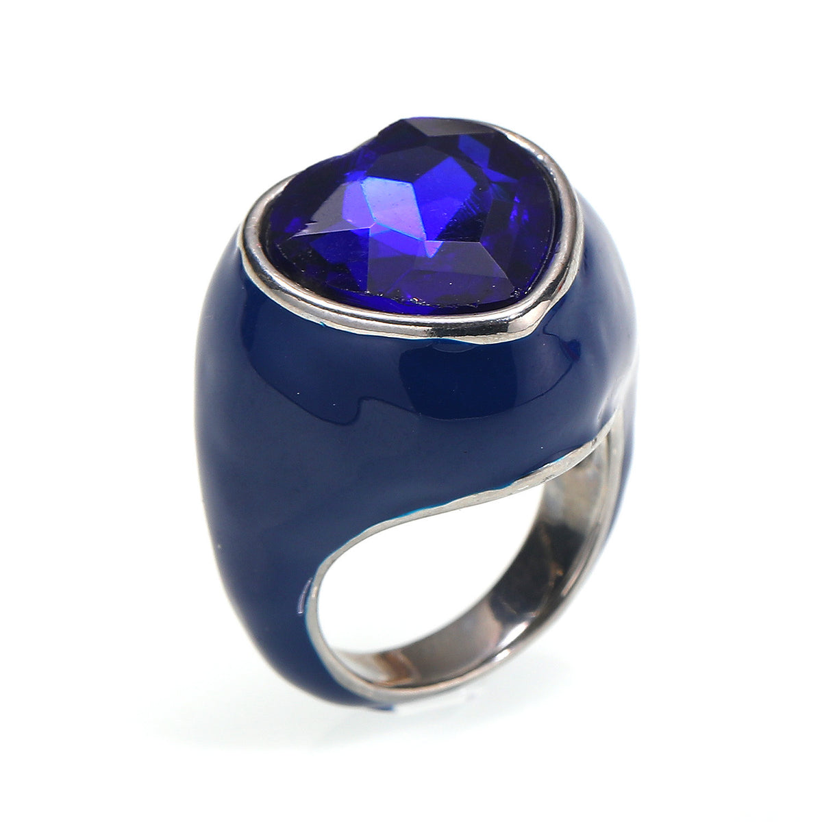 Titanstahl-Ring mit Emaille und grossem Edelstein – Bild 9 | LuxeStyle