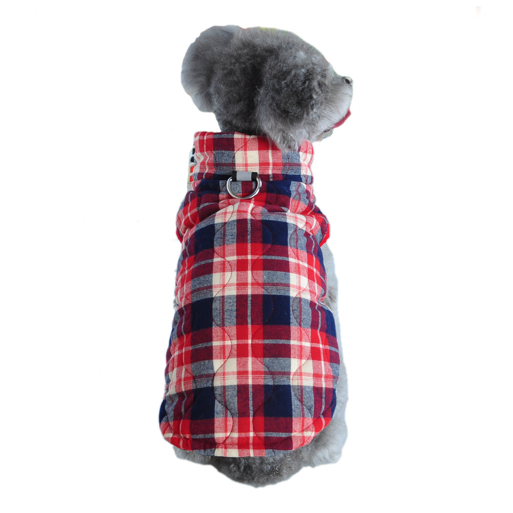 Winter-Doggenmantel mit Plaidschur und Zipper